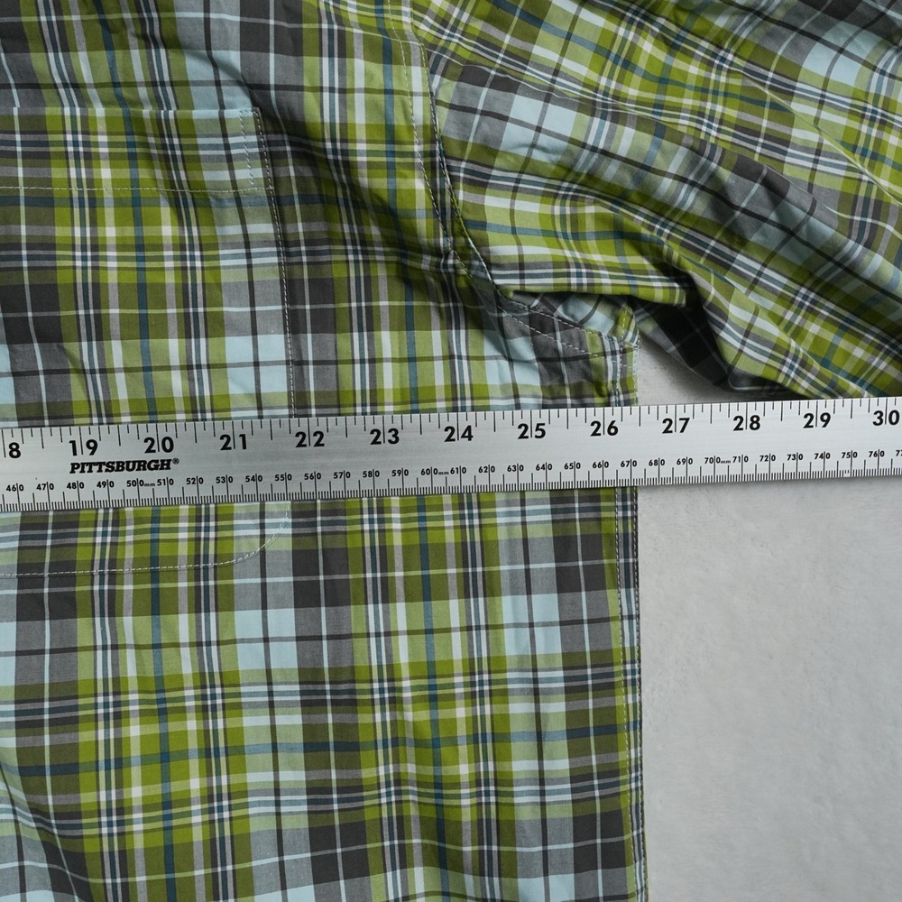 Cinch Mens XL Lime Green Blue Plaid Long Sleeve Button Down Shirt MTW1103481 NEW - Picture 6 of 8